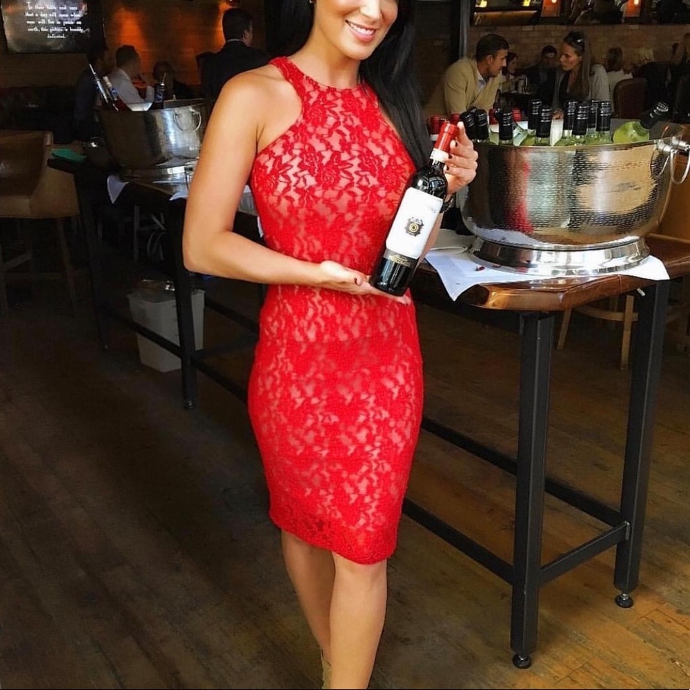 Hot Miami Style Red lace dress size M
